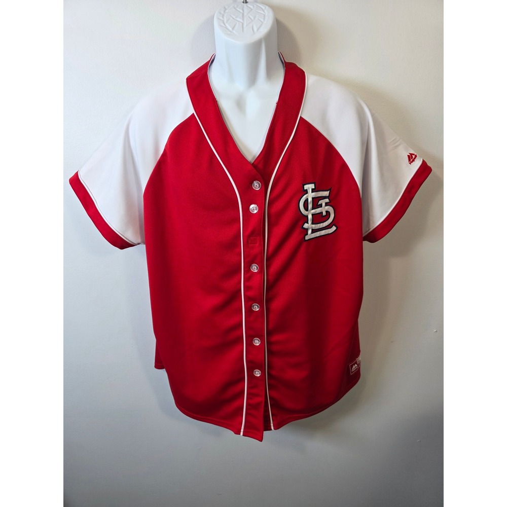 Majestic St. Louis Cardinals Baseball Jersey Red White Button Front Men 1X STL